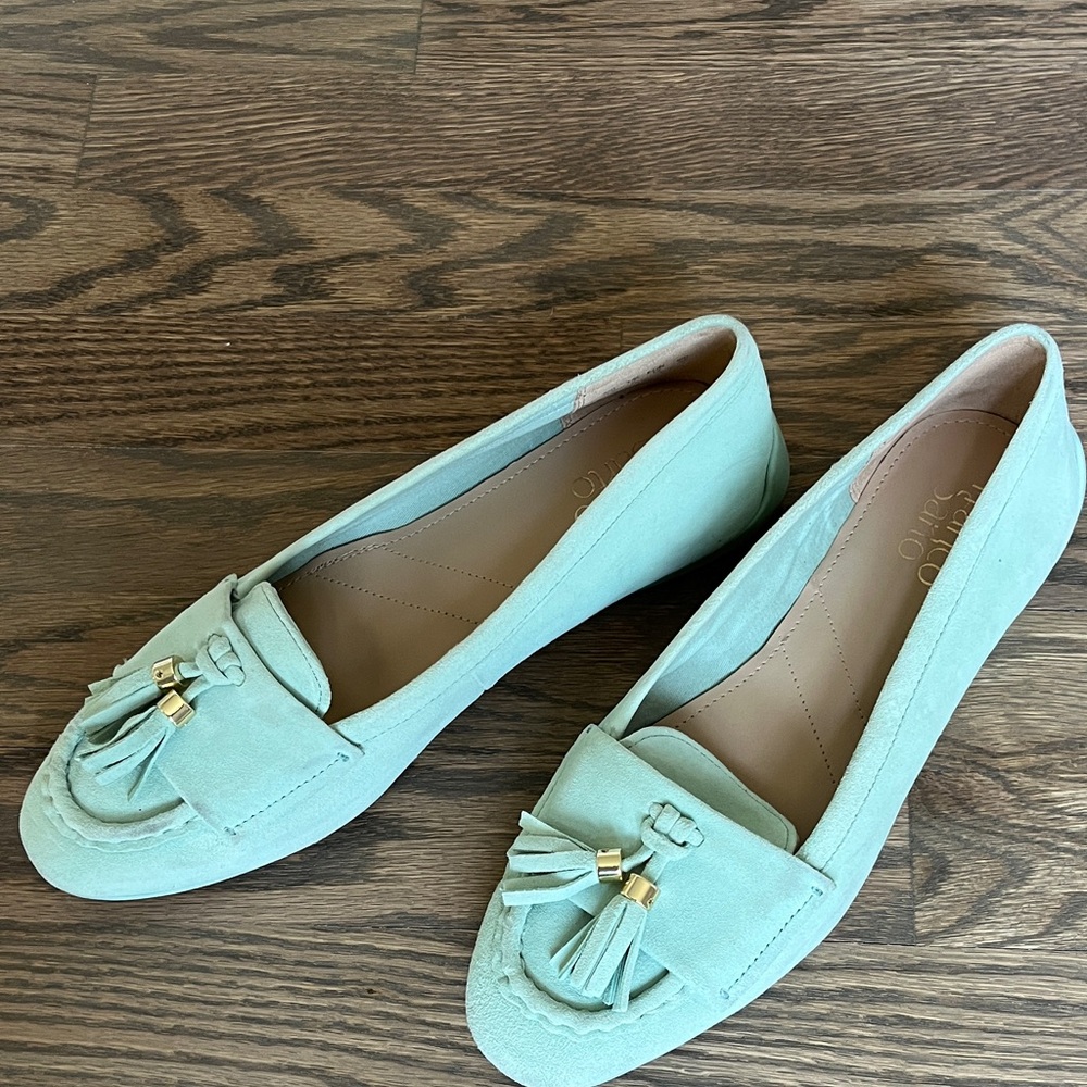 Franco Sarto Mint Green Suede Tassel Loafers